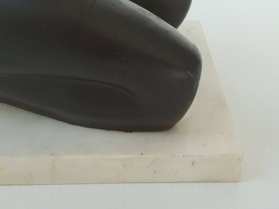 Image 1 of 1950s Vintage African Rockabilly Table Lamp, Ceramic & Marble