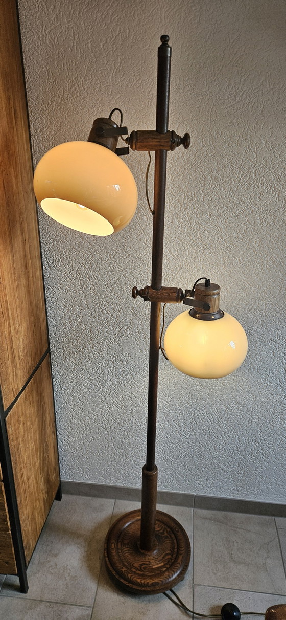 Image 1 of Lampadaire vintage en bois Herda en forme de champignon