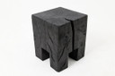 Rustic Sculptural Side Table / Stool, Burnt Black Oak Wood, Carved, Unique, Logniture