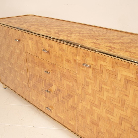 Image 1 of Credenza In Bamboo Pressato E Ottone 1975