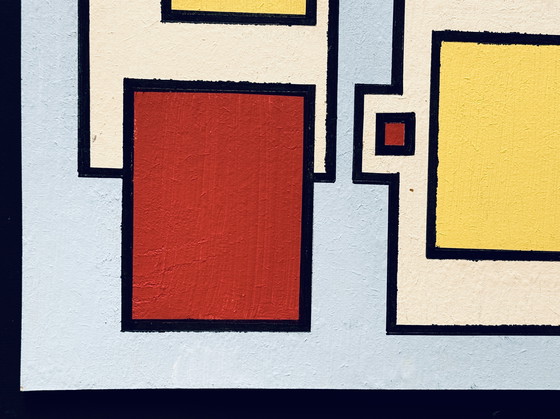 Image 1 of Shozo Hirai - Rare constructivist painting on panel circa 1980