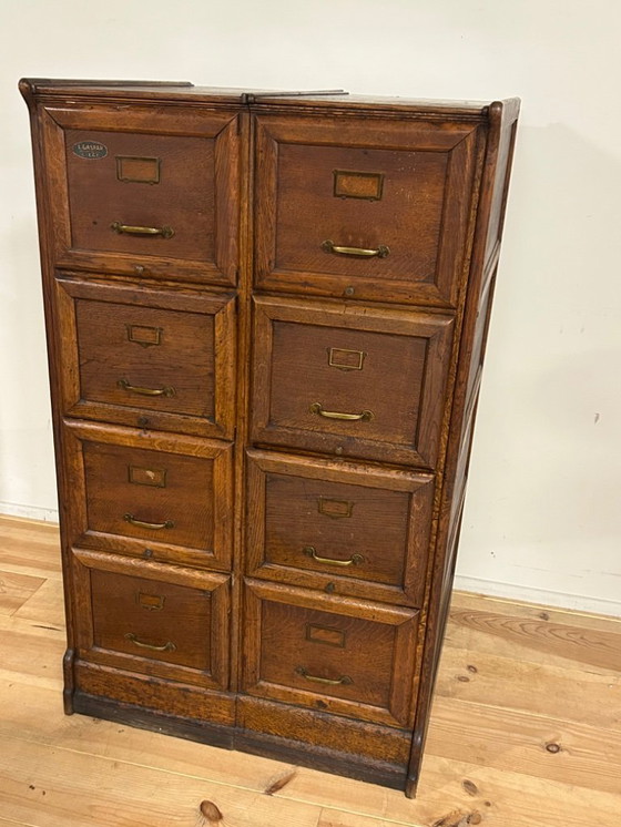 Image 1 of Industriële vintage dubbele archiefkast circa 1925