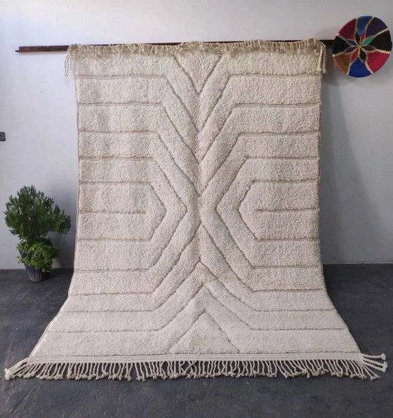 Large Sculpted Beni Ourain Rug with Geometric Design 300x200cm – Rugs & carpets, Wool, Scandinavian (photo 2 of 3)