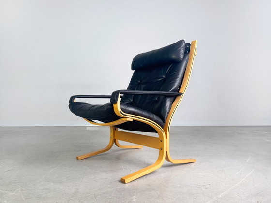 Image 1 of Sillón Siesta Westnofa de Ingmar Relling, de cuero negro, de mediados de siglo.