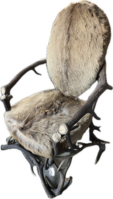 Image 1 of Coppia di poltrone antiche uniche con corna di cervo