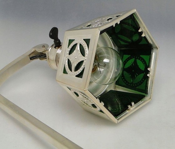 Lampada da scrivania Art Nouveau placcata in argento, inizio XX secolo. – Lampade da scrivania, Glass, Metal (photo 7 of 19)