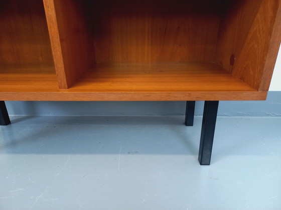 Image 1 of Scandinavian modernist style modular bookcase in teak and black metal from the 60s