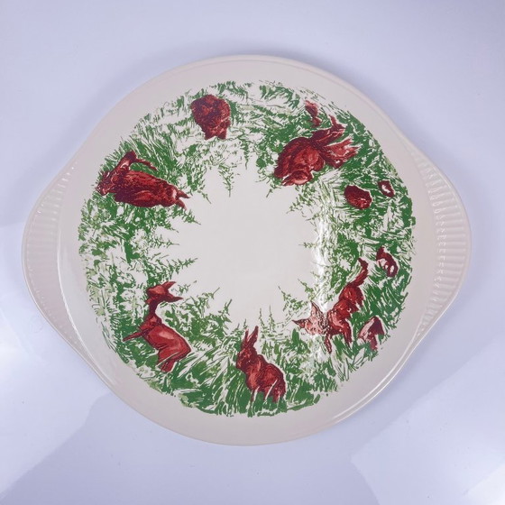 Image 1 of Flat plate of forest animals, Edelkeramik, Grunstadt, mid-20th century