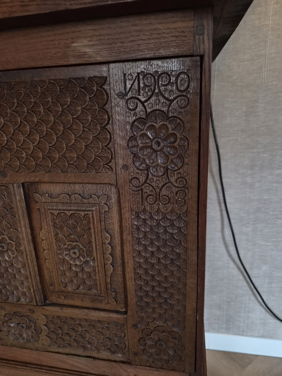 Antieke Deken Kist Uit 17e Eeuw Op Onderstel – Wandkast, Wood (photo 5 of 7)