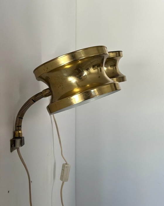Image 1 of Coppia di applique girevoli d'epoca, ottone, Svezia 1960