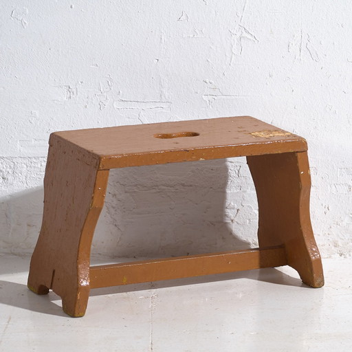 Piccolo sgabello antico marrone (c.1920) #9