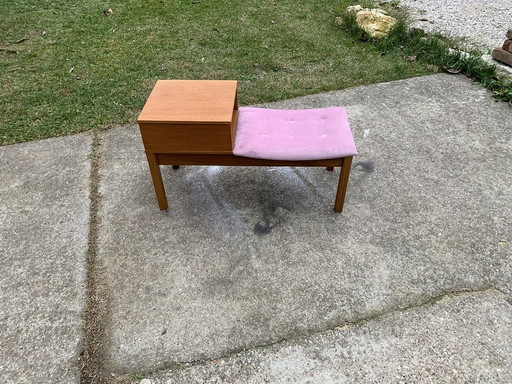 Mid-Century Teak Telefoonbankje, jaren 60