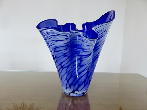 Large Murano Glass "Mouchoir" Vase Year 1960