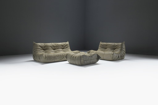 Magnifique Togo original (2011) en cuir kaki par Michel Ducaroy - Ligne Roset