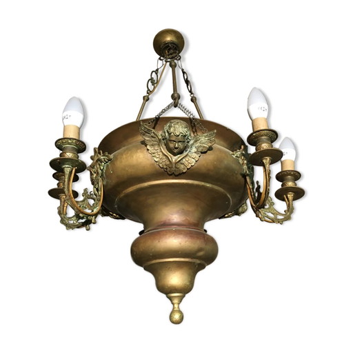 Lampadario in ottone con angeli