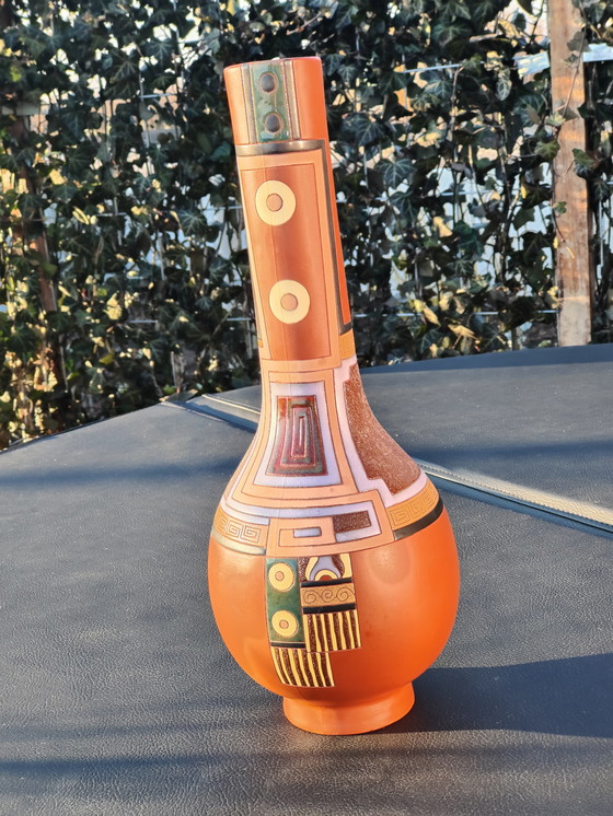 Image 1 of Large Hand-painted Studio Pottery Vase by Eduardo Vega (Artesa) – 40cm