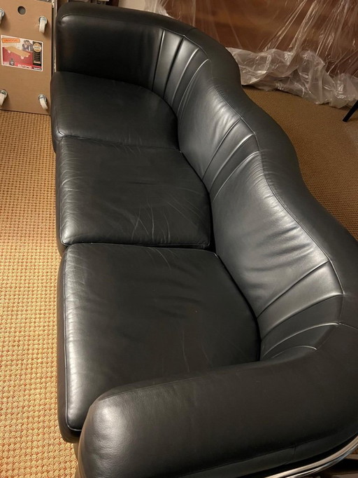 Three-Seater Sofa Onda by Zanotta Black Leather