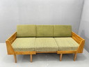 Sofá de madera de mediados de siglo con mesa auxiliar: diseño modular, años 70