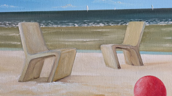 Image 1 of Painting Zeedijk Ostend with Red Ball 2 P was trick Ramont