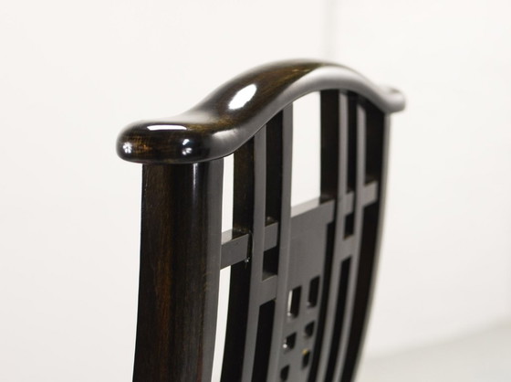 Image 1 of Giorgetti Italian Design Dining Chairs, Set of Four High Back Black Lacquered with Luxurious Soft Pink Upholstery. Italy, 1980s.