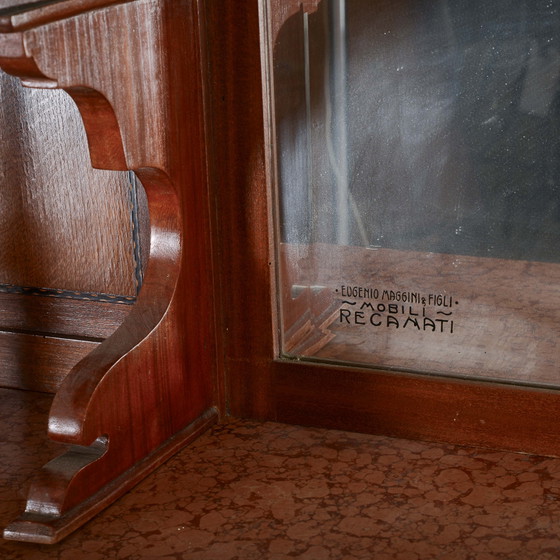 Buffet deux pièces avec miroir et 2 tiroirs – Vaisseliers, Art Nouveau (photo 17 of 18)