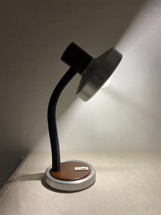 Lampe de bureau réglable Vintage Lebane FS 731, Yougoslavie années 1970, Aluminium, Marron (photo 9 sur 12)