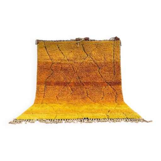 Tappeto marocchino Beni Ouarain 300 × 200 cm – giallo zafferano e nero
