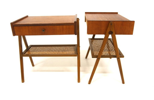 Set di 2 comodini scandinavi in ​​teak, Svezia, 1960