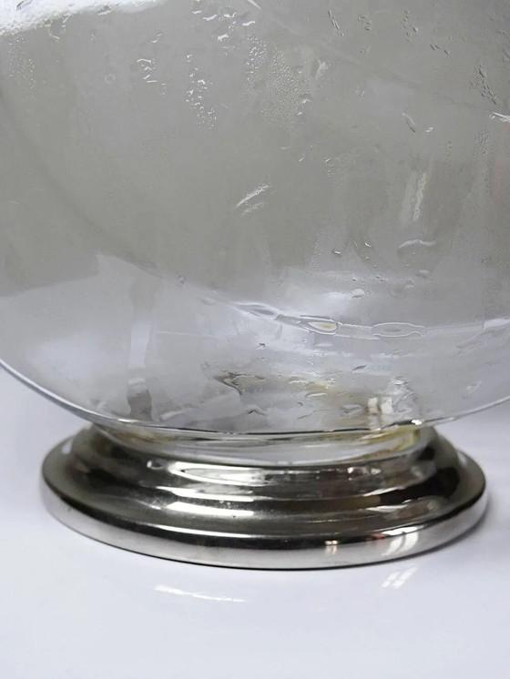 Vintage glass and silver-plated metal jug, modernist pitcher/carafe from ., Glass & Decanter, Transparent (photo 10 of 14)