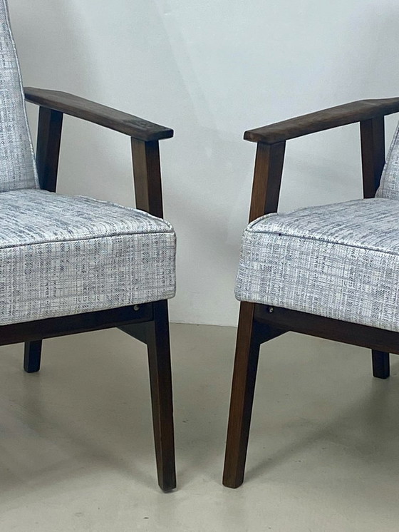 Image 1 of Zwei Henryk Lis 300-190 Sessel, 1970er Jahre, melierter graublauer Stoff. Ref.: Patty