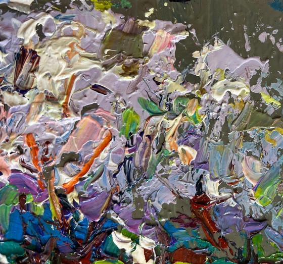 Image 1 of Original Oil Painting Spring Flower Landscape The gardens are blooming