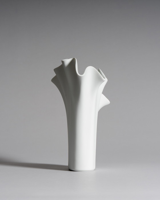 Image 1 of Rosenthal Duo: Sculptural White Porcelain Icons by Lino Sabattini candleholder & Claus Josef Riedel Tulip Vase