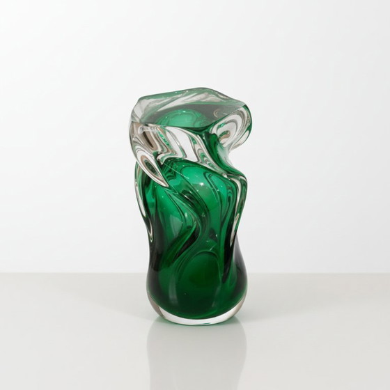 Image 1 of Vase en verre torsadé d'art de Josef Hospodka