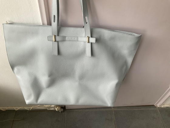 Furla, bolso shopper grande de cuero azul claro. – Bolsos tote (photo 9 of 14)