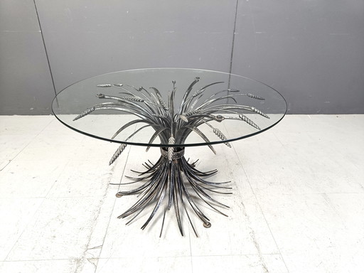 Vintage Metal Sheaf Of Wheat Coco Chanel Side Table