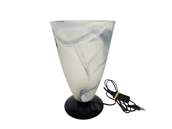 Image 1 of Licht ´88 - Dutch Design - Tafellamp - Kelklamp - Gemarmerd Glas - 80's