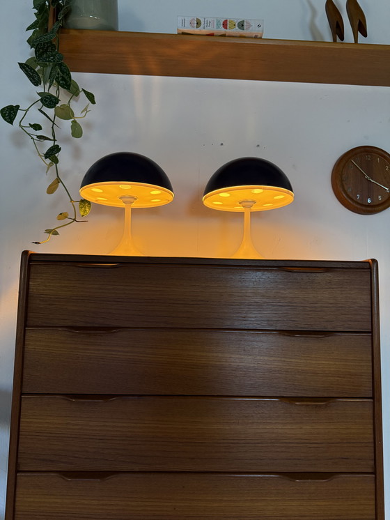 Image 1 of Set di 2 lampade da tavolo vintage a forma di fungo anni '80