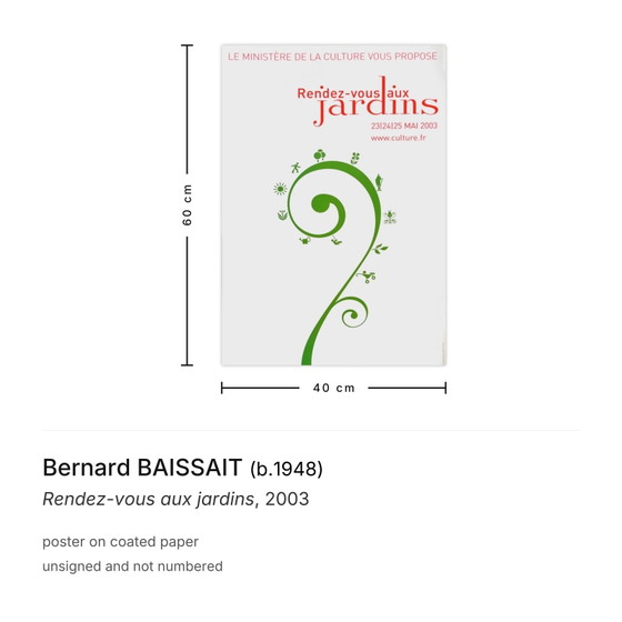 Image 1 of Bernard BAISSAIT Rendez-vous aux jardins Plakat 2003