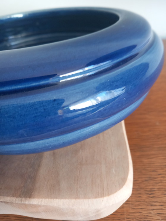 Image 1 of Rare ARC NIEUPORT Collector's Bowl – Cobalt Blue Glazed Stoneware – Vintage 1950 – 19 cm