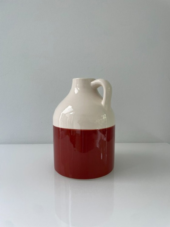 Image 1 of Decorative ceramic jug with white and terra glaze