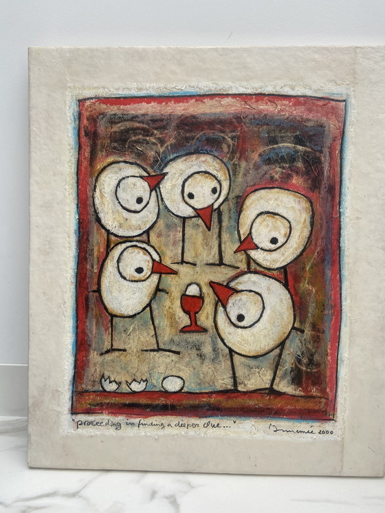 Image 1 of Hans Innemee, Proceeding in finding de deeper Clue. Geschilderd op paneel (hout). 