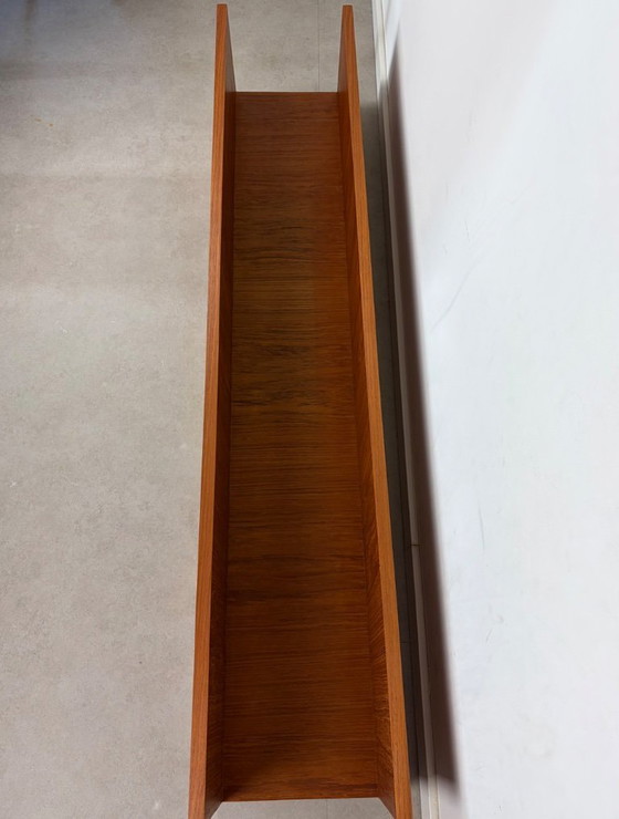 Image 1 of Teak wandplank, Wilhelm Renz stijl, zwevende plank, u plank