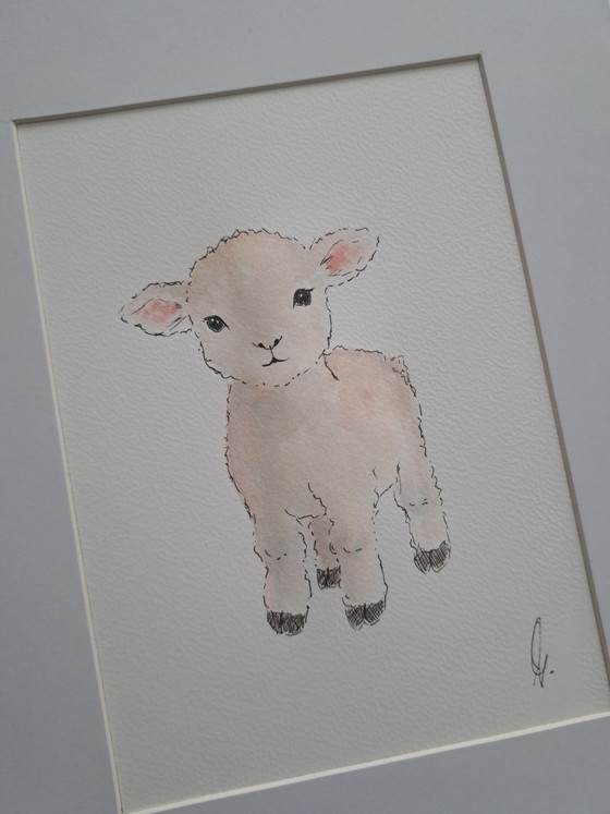 Image 1 of Set of 3 watercolor paintings of baby animals | Includes frames