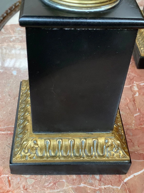 Pair of bougeoirs – Vases, Bronze, Marble (photo 2 of 4)