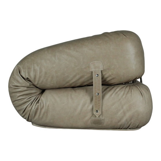 Image 1 of Sofá cama "Anfibio" de tres plazas de cuero gris de Alessandro Becchi para Giovannetti, Italia, años 70