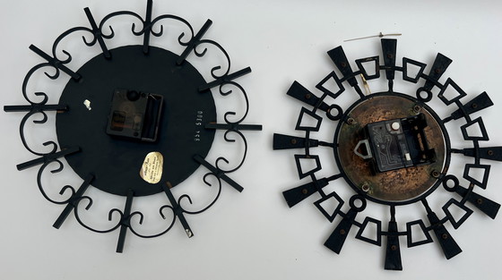 Image 1 of Due orologi da parete vintage – in ferro battuto / design di metà secolo – Diehl e orologio in rame fatto a mano