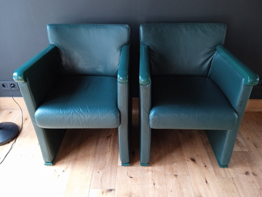Twee club zetels - compact - lamsleder - donkergroen – design