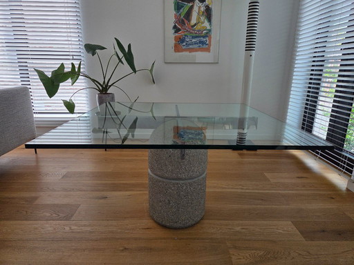 Mid-century Giovanni Offredi Concrete Dining Table Paracarro for Saporiti