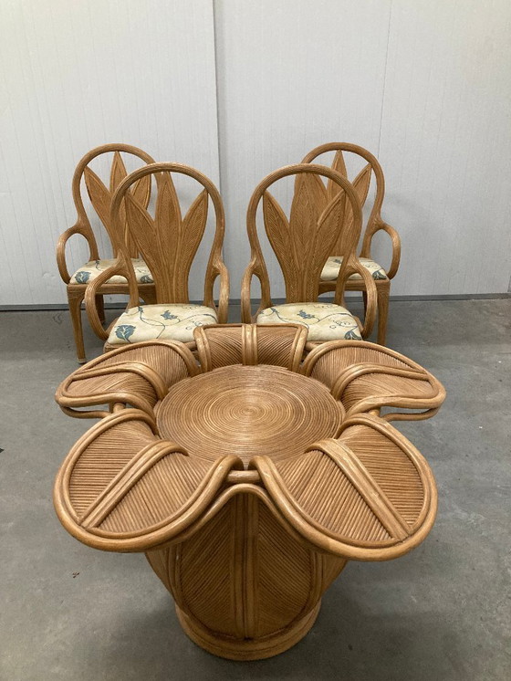 Image 1 of Flower rattan table 'Vivai del Sud', 1980s 