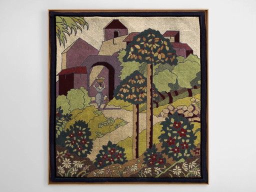 Gabriel Laneyrie petit-point needlework panel tapestry 1934